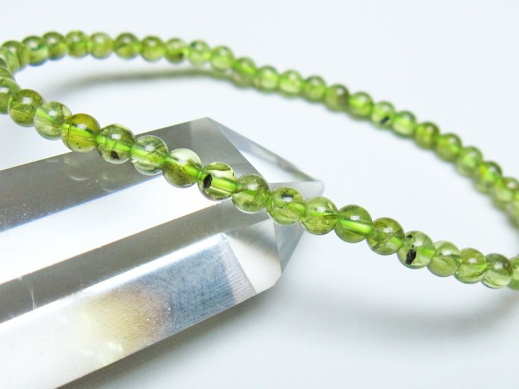 ペリドット ブレスレット 4mm メール便可 一点物 111-50608
