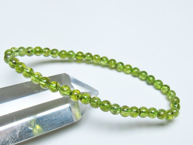 ペリドット ブレスレット 4mm メール便可 一点物 111-50609