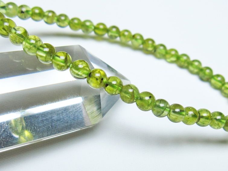 ペリドット ブレスレット 4mm メール便可 一点物 111-50609