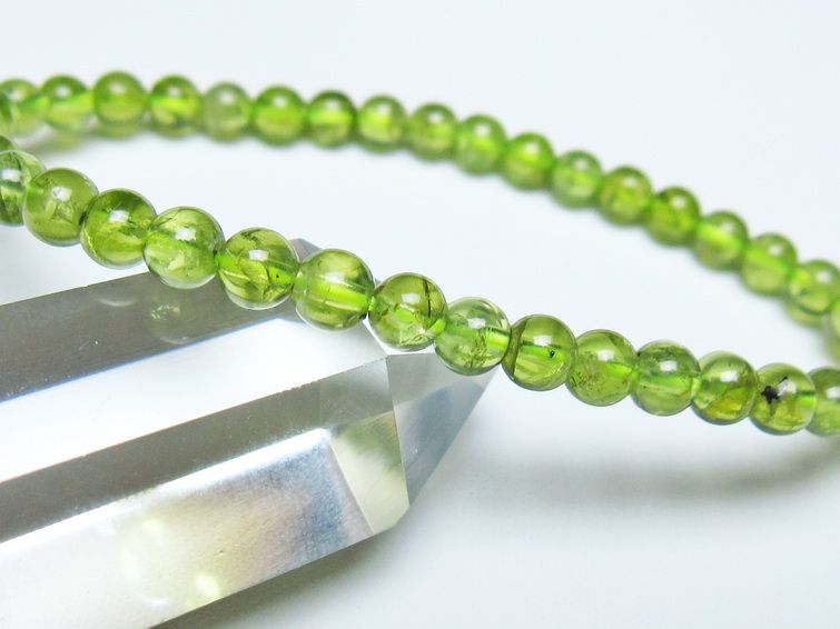 ペリドット ブレスレット 5mm メール便可 一点物 111-50611