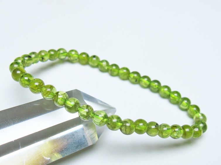 ペリドット ブレスレット 5mm メール便可 一点物 111-50612