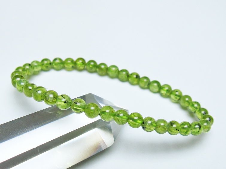 ペリドット ブレスレット 5mm メール便可 一点物 111-50613