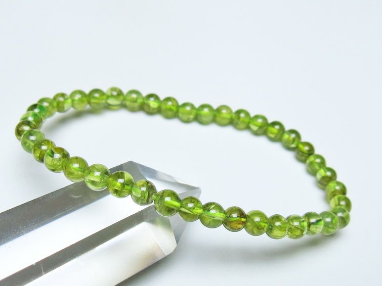 ペリドット ブレスレット 5mm メール便可 一点物 111-50614