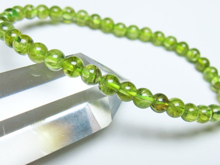 ペリドット ブレスレット 5mm メール便可 一点物 111-50614