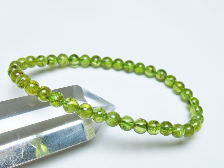 ペリドット ブレスレット 5mm メール便可 一点物 111-50615
