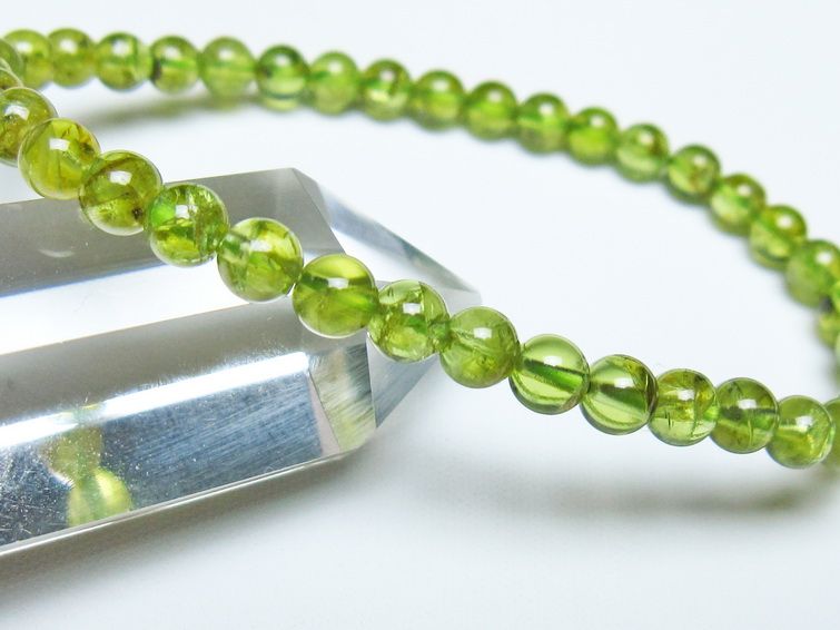 ペリドット ブレスレット 5mm メール便可 一点物 111-50615
