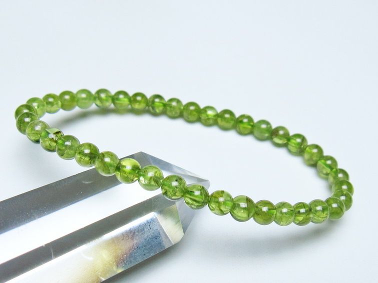 ペリドット ブレスレット 5mm メール便可 一点物 111-50616