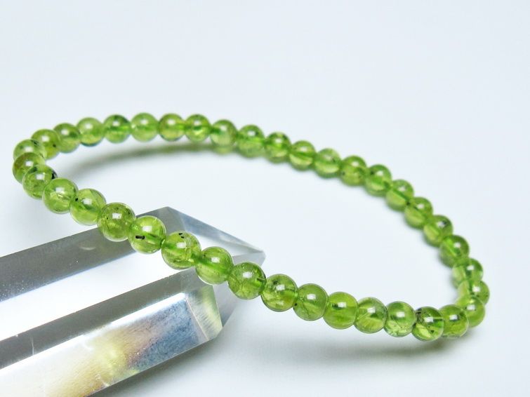 ペリドット ブレスレット 5mm メール便可 一点物 111-50617