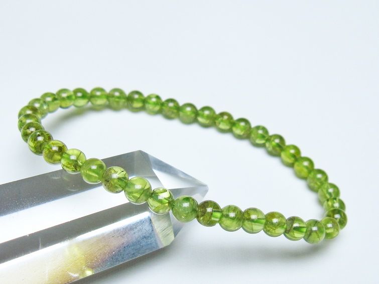 ペリドット ブレスレット 5mm メール便可 一点物 111-50618