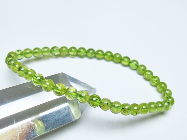 ペリドット ブレスレット 5mm メール便可 一点物 111-50619