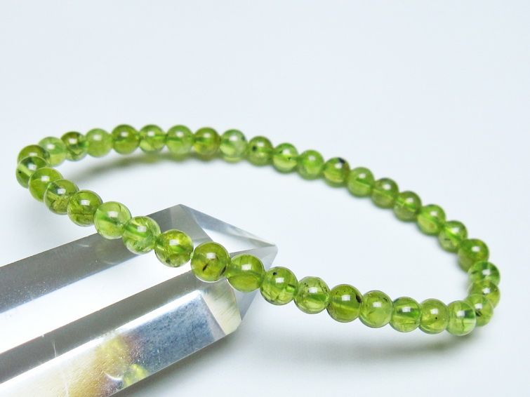 ペリドット ブレスレット 5mm メール便可 一点物 111-50620
