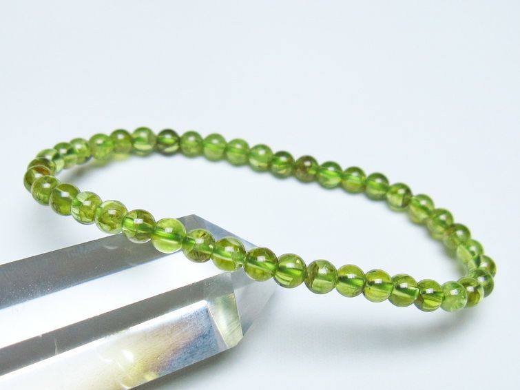 ペリドット ブレスレット 5mm メール便可 一点物 111-50621