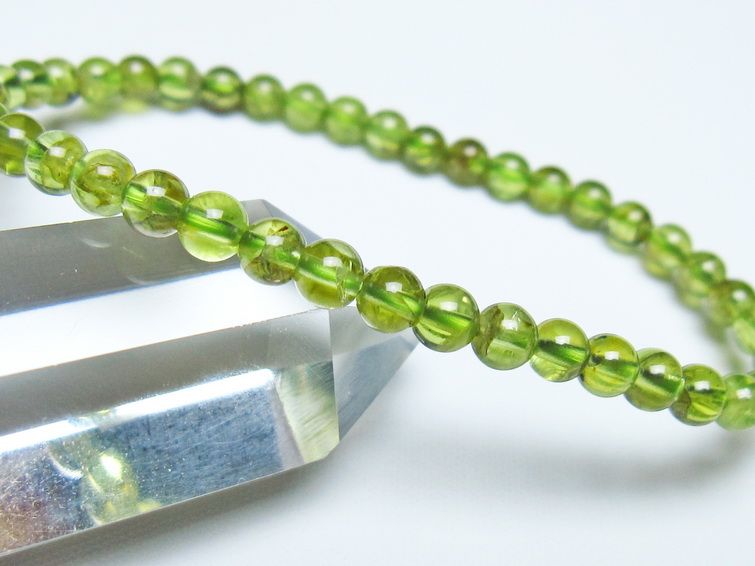 ペリドット ブレスレット 5mm メール便可 一点物 111-50621