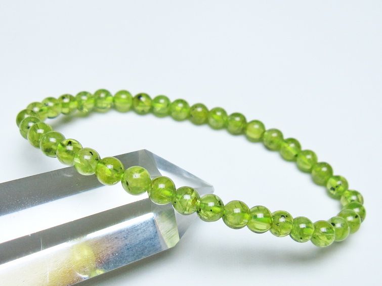 ペリドット ブレスレット 5mm メール便可 一点物 111-50622
