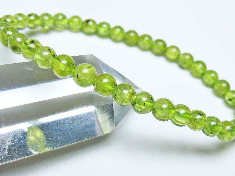 ペリドット ブレスレット 5mm メール便可 一点物 111-50622