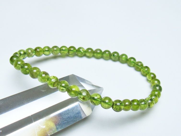 ペリドット ブレスレット 5mm メール便可 一点物 111-50623