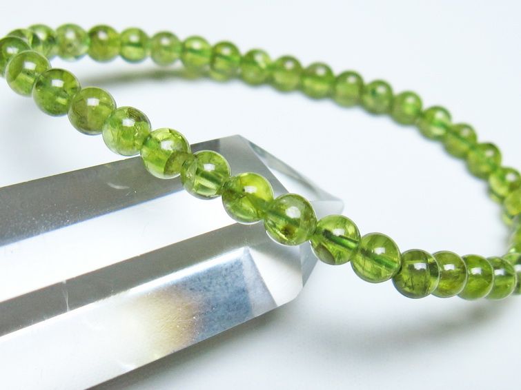 ペリドット ブレスレット 5mm メール便可 一点物 111-50623