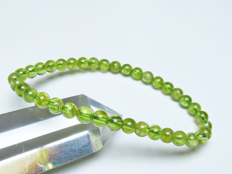 ペリドット ブレスレット 5mm メール便可 一点物 111-50624