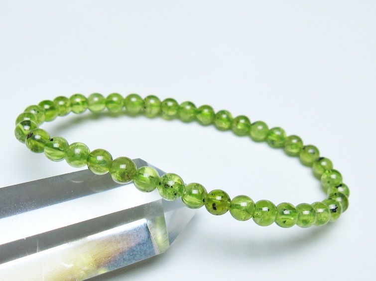 ペリドット ブレスレット 5mm メール便可 一点物 111-50625