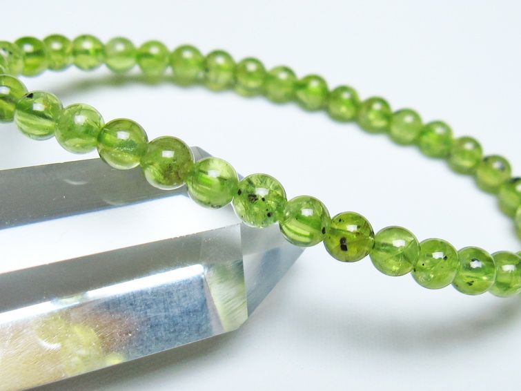 ペリドット ブレスレット 5mm メール便可 一点物 111-50625