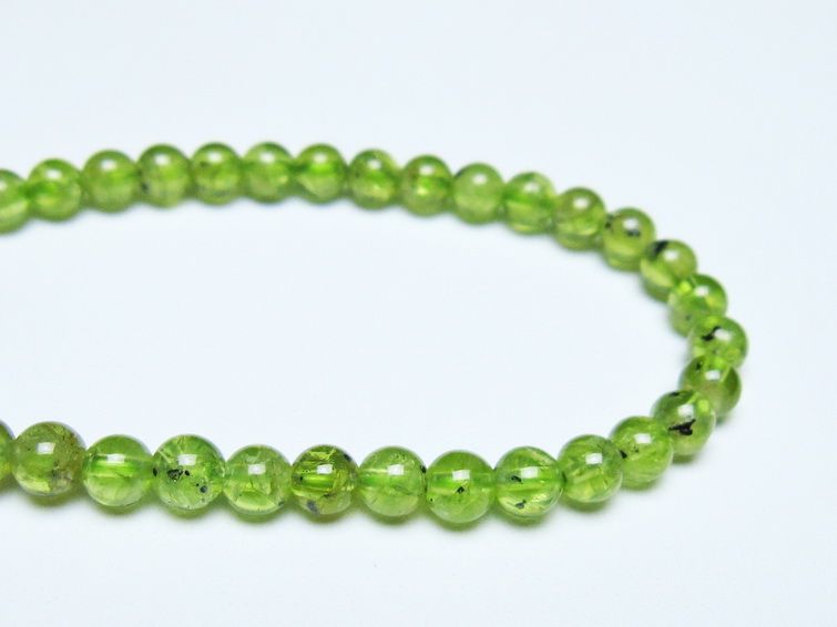 ペリドット ブレスレット 5mm メール便可 一点物 111-50625