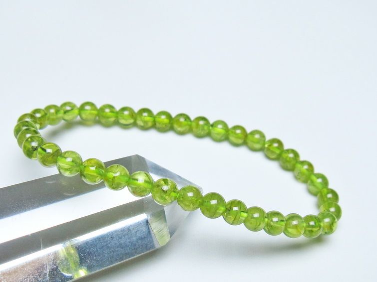 ペリドット ブレスレット 5mm メール便可 一点物 111-50626