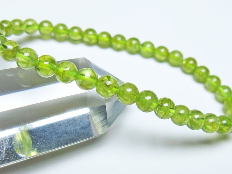 ペリドット ブレスレット 5mm メール便可 一点物 111-50626