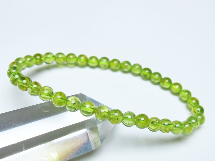 ペリドット ブレスレット 5mm メール便可 一点物 111-50627
