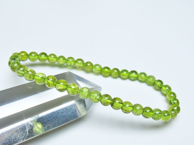 ペリドット ブレスレット 5mm メール便可 一点物 111-50628