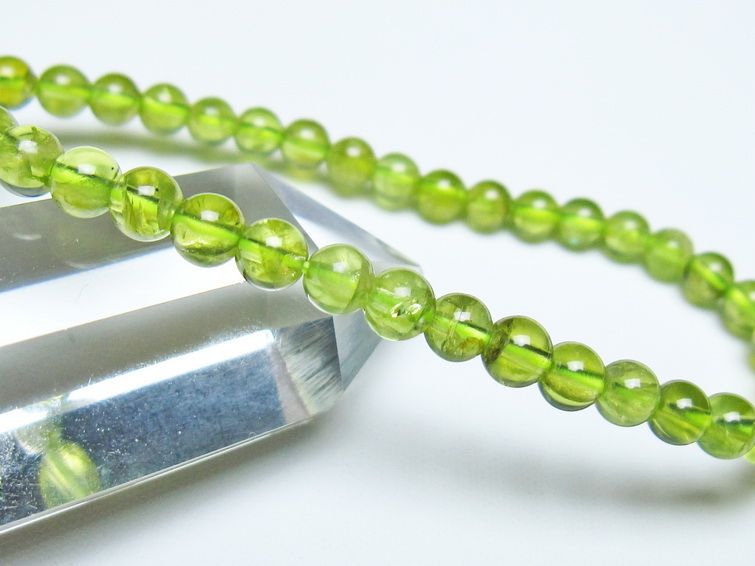 ペリドット ブレスレット 5mm メール便可 一点物 111-50628