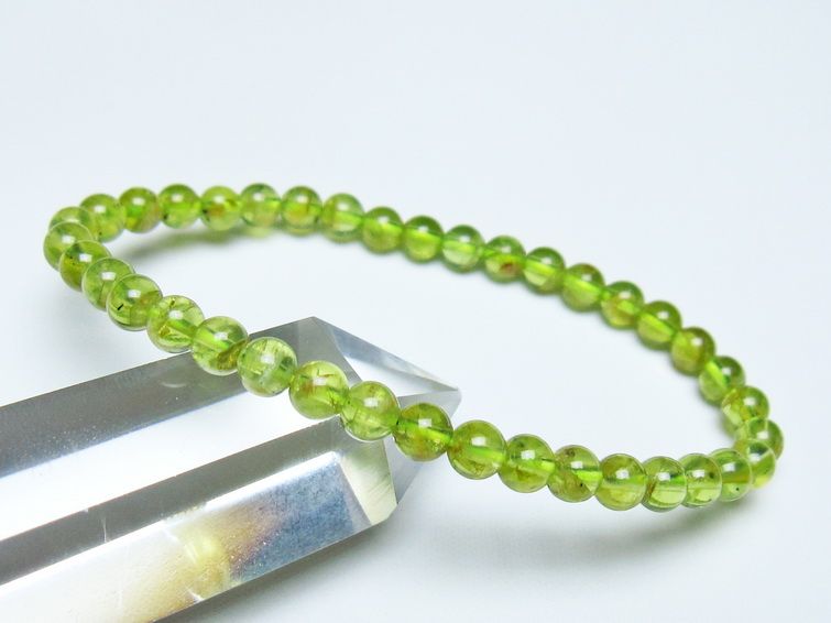 ペリドット ブレスレット 5mm メール便可 一点物 111-50629
