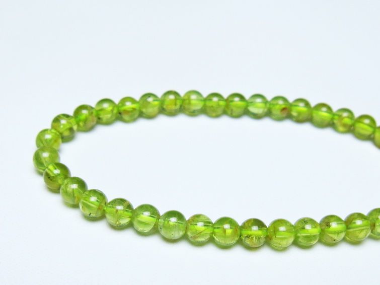 ペリドット ブレスレット 5mm メール便可 一点物 111-50629