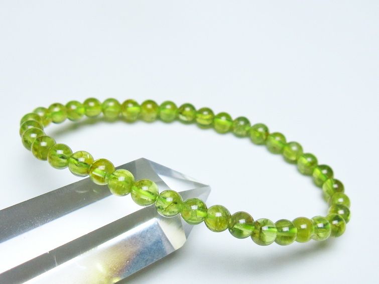 ペリドット ブレスレット 5mm メール便可 一点物 111-50630