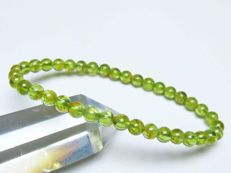 ペリドット ブレスレット 5mm メール便可 一点物 111-50631