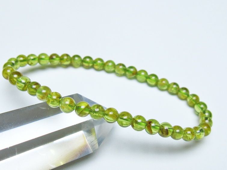 ペリドット ブレスレット 5mm メール便可 一点物 111-50632