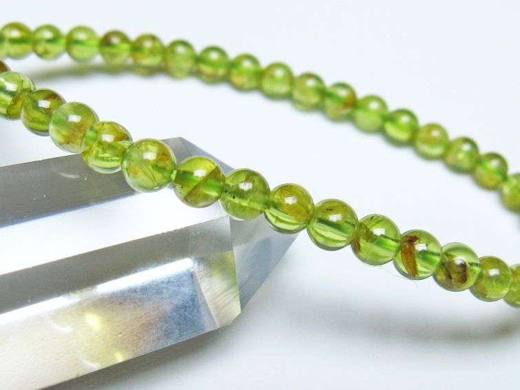 ペリドット ブレスレット 5mm メール便可 一点物 111-50632