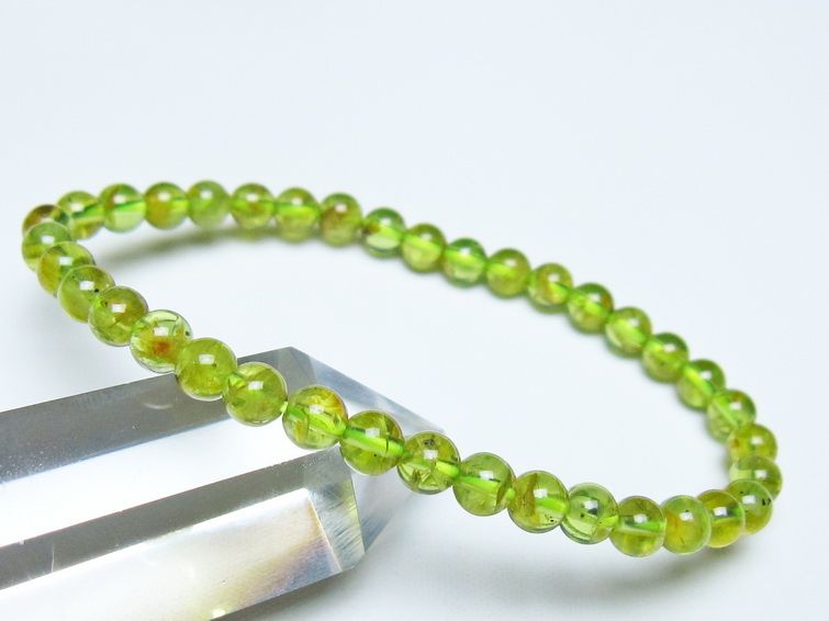 ペリドット ブレスレット 5mm メール便可 一点物 111-50633