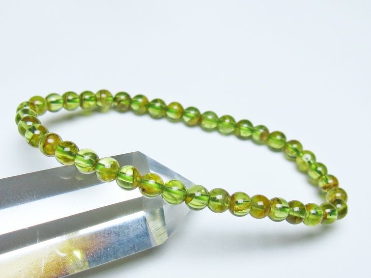 ペリドット ブレスレット 5mm メール便可 一点物 111-50634