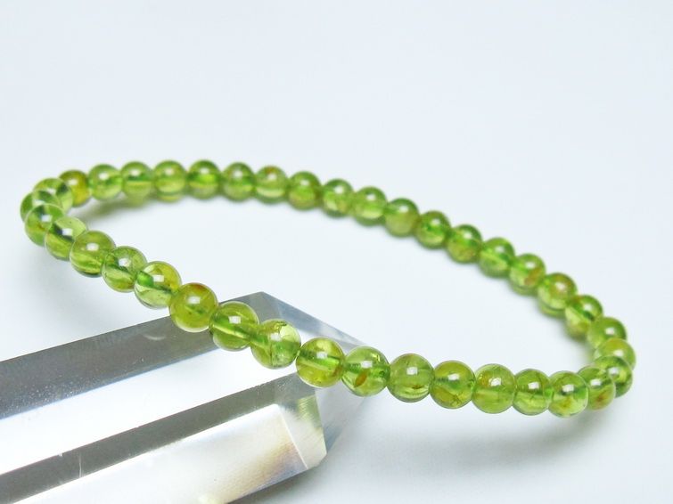 ペリドット ブレスレット 5mm メール便可 一点物 111-50635