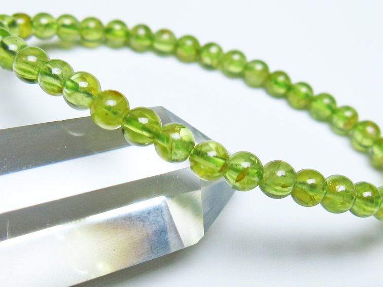 ペリドット ブレスレット 5mm メール便可 一点物 111-50635