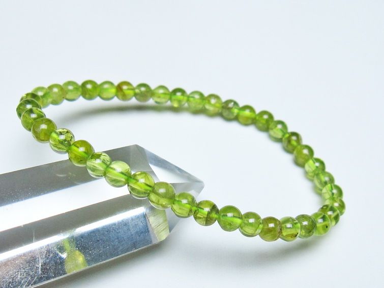 ペリドット ブレスレット 5mm メール便可 一点物 111-50636