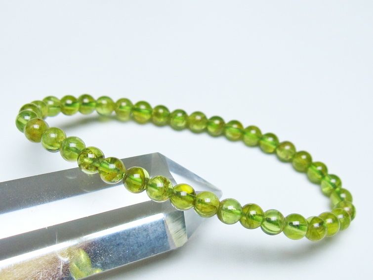 ペリドット ブレスレット 5mm メール便可 一点物 111-50637
