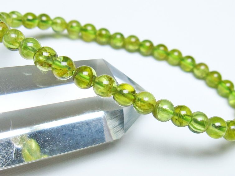 ペリドット ブレスレット 5mm メール便可 一点物 111-50637