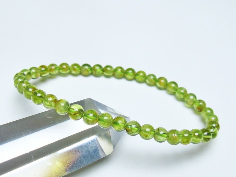 ペリドット ブレスレット 5mm メール便可 一点物 111-50638