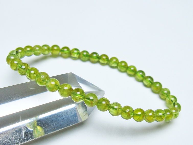 ペリドット ブレスレット 5mm メール便可 一点物 111-50639