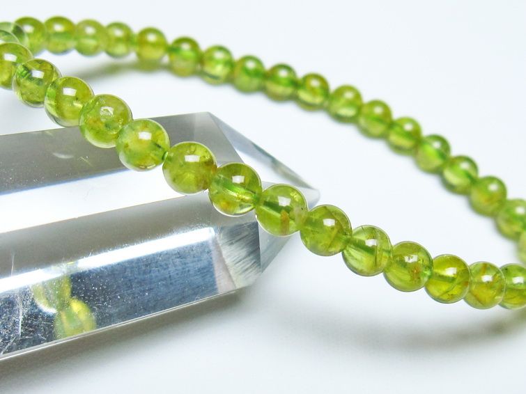 ペリドット ブレスレット 5mm メール便可 一点物 111-50639