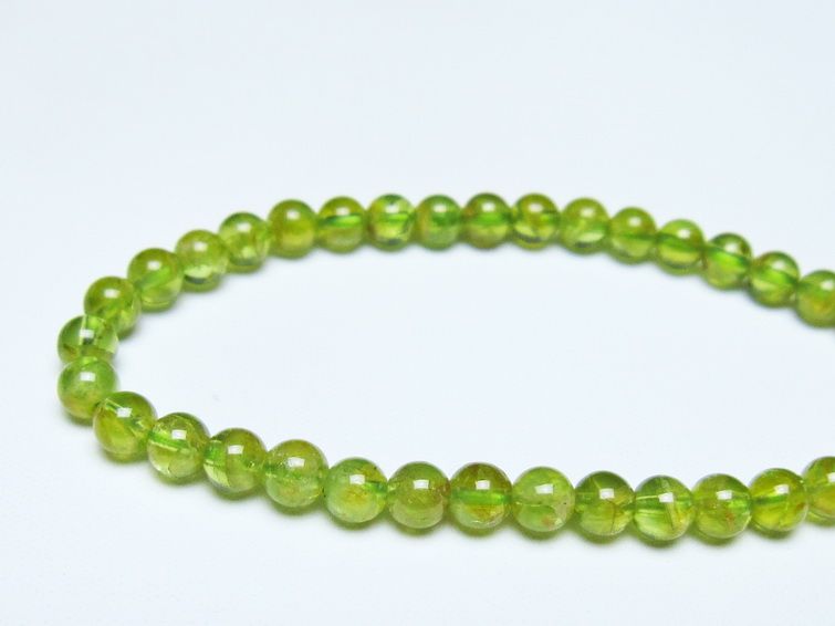 ペリドット ブレスレット 5mm メール便可 一点物 111-50639