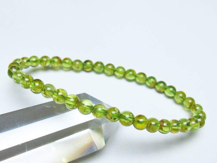 ペリドット ブレスレット 5mm メール便可 一点物 111-50640