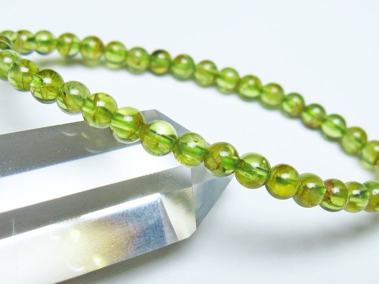 ペリドット ブレスレット 5mm メール便可 一点物 111-50640