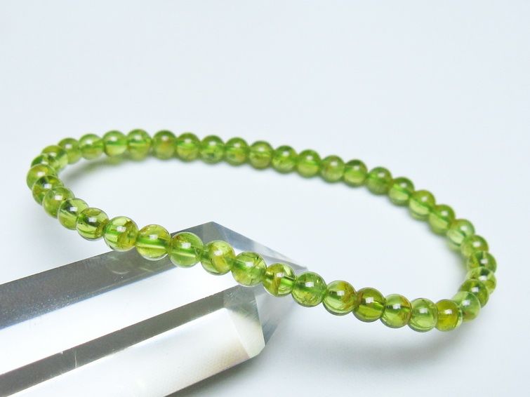 ペリドット ブレスレット 5mm メール便可 一点物 111-50641